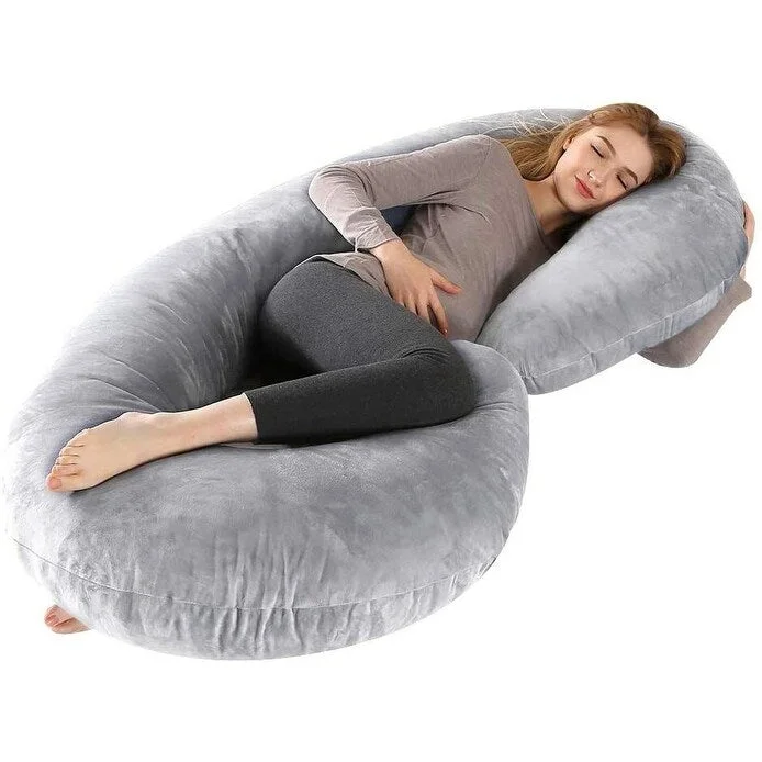 Memory Foam Pillows for Neck SupportPregnancy Velvet Pillow C Shaped Full Body 52" Maternity Pillow Support Body - Lightgrey Memory Foam Pillows for Neck SupportPregnancy Velvet Pillow C Shaped Full Body 52" Maternity Pillow Support Body - Lightgrey