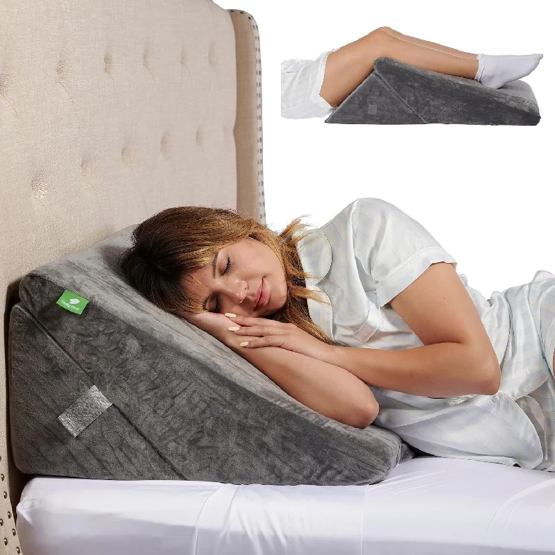 Hypoallergenic Pillows for Allergy SufferersMemory Foam Wedge Pillow for Sleeping, Reading, Post Surgery & Leg Elevation, Triangle Pillow with Washable Cover, Gray - Grey Hypoallergenic Pillows for Allergy SufferersMemory Foam Wedge Pillow for Sleeping, Reading, Post Surgery & Leg Elevation, Triangle Pillow with Washable Cover, Gray - Grey