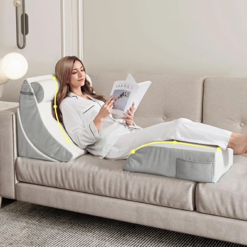 Travel Pillows for Long JourneysWOWMAX Orthopedic Bed Wedge Pillow Set of 5 for After Surgery Back Support Body Positions Leg Pillow Travel Pillows for Long JourneysWOWMAX Orthopedic Bed Wedge Pillow Set of 5 for After Surgery Back Support Body Positions Leg Pillow