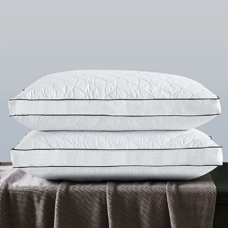 Adjustable Pillows for Customized Comfort2 Pack Firm Gusseted Goose Down Fill Point Embroidered Bed Pillows - White Adjustable Pillows for Customized Comfort2 Pack Firm Gusseted Goose Down Fill Point Embroidered Bed Pillows - White