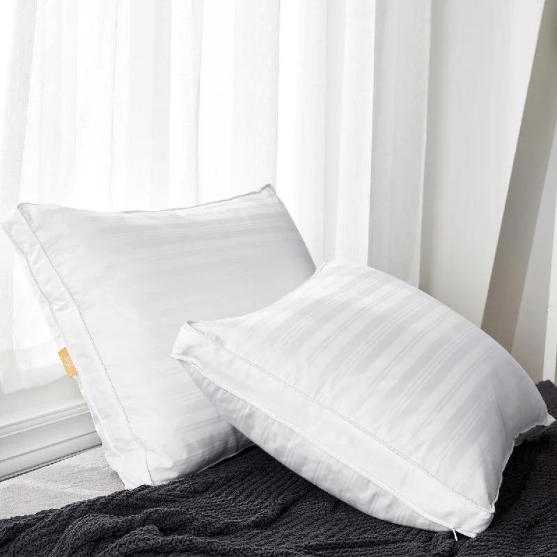 Silk Pillows for Smooth Skin and HairPremium Goose and Feather Down Luxe Bed Pillows - 2 Pack - White Silk Pillows for Smooth Skin and HairPremium Goose and Feather Down Luxe Bed Pillows - 2 Pack - White