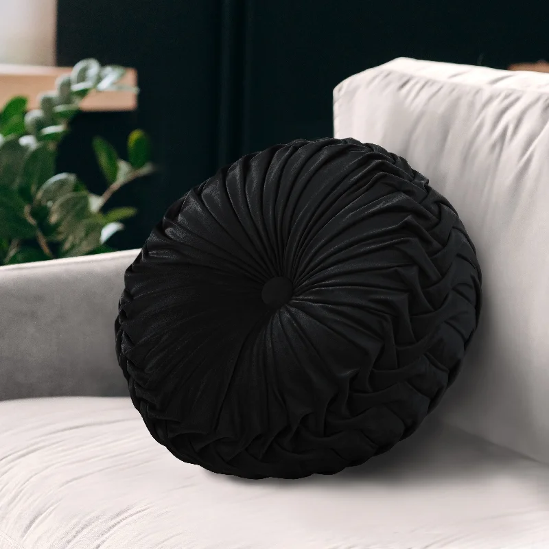 Adjustable Pillows for Customized ComfortGianny 18" Round Pleated Pillow Black