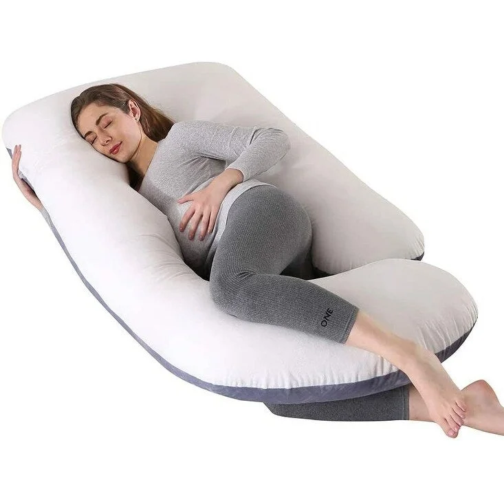 Travel Pillows for Long JourneysPregnancy Velvet Pillow J Shaped Full Body 52" Maternity Pillow Support Body - Grey/White Travel Pillows for Long JourneysPregnancy Velvet Pillow J Shaped Full Body 52" Maternity Pillow Support Body - Grey/White