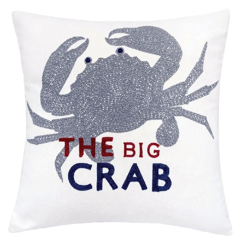 Cotton Pillows for Natural Comfort20 X 20 Inches Crab Designed Embroidered Accent Pillow, Set of 2, White and Gray Cotton Pillows for Natural Comfort20 X 20 Inches Crab Designed Embroidered Accent Pillow, Set of 2, White and Gray