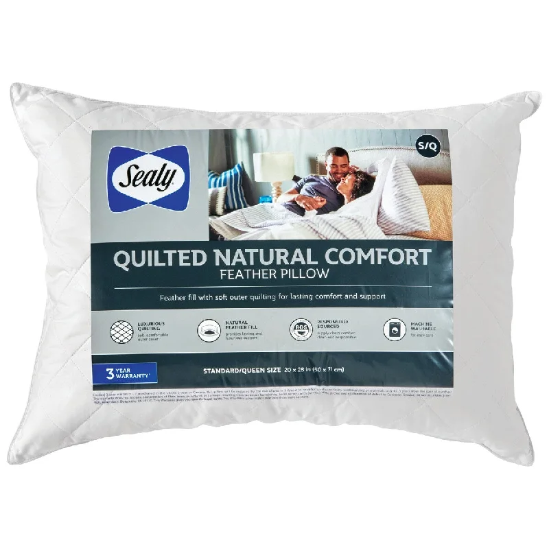 Travel Pillows for Long JourneysSealy Quilted Natural Comfort Feather Pillow - White Travel Pillows for Long JourneysSealy Quilted Natural Comfort Feather Pillow - White