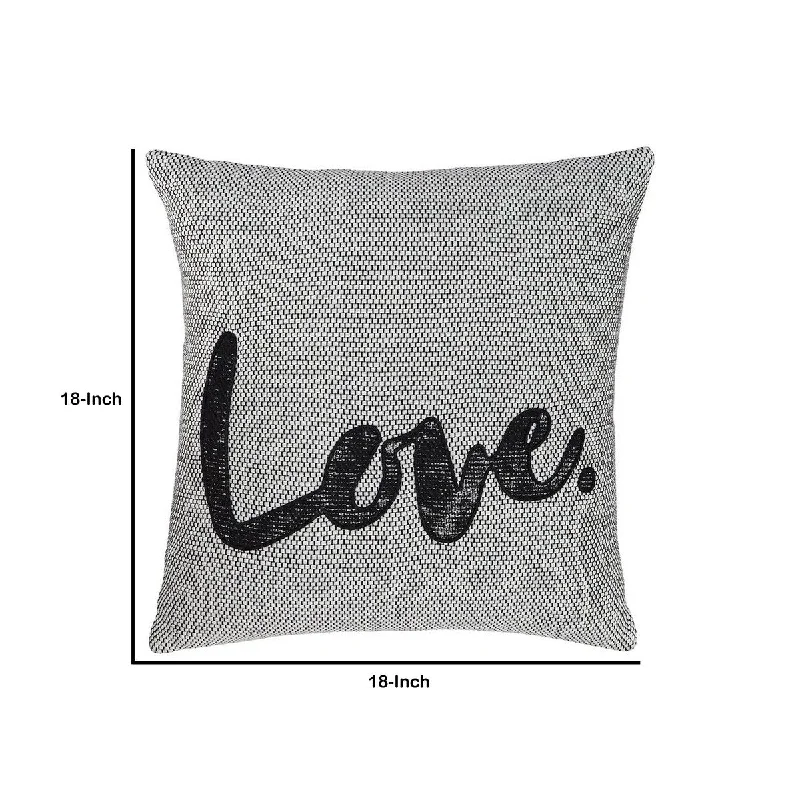 Decorative Pillows for Living Room Makeover18 x 18 Cotton Accent Pillow with Love Typography, Set of 4, Gray and Black - Gray and Black Decorative Pillows for Living Room Makeover18 x 18 Cotton Accent Pillow with Love Typography, Set of 4, Gray and Black - Gray and Black