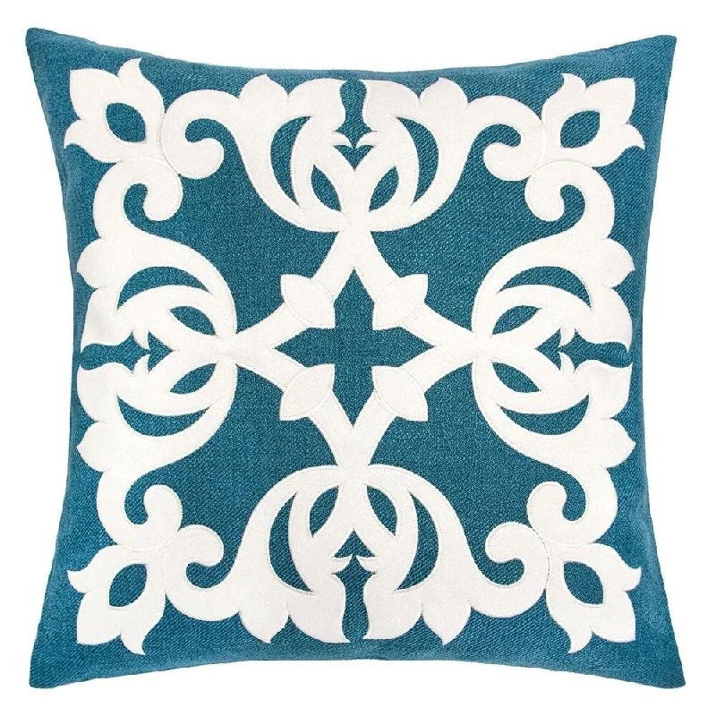 Plush Pillows for a Cozy Bed20 X 20 Inches Pillow with Intricate Floral Embroidery, Set of 2, Blue and White Plush Pillows for a Cozy Bed20 X 20 Inches Pillow with Intricate Floral Embroidery, Set of 2, Blue and White