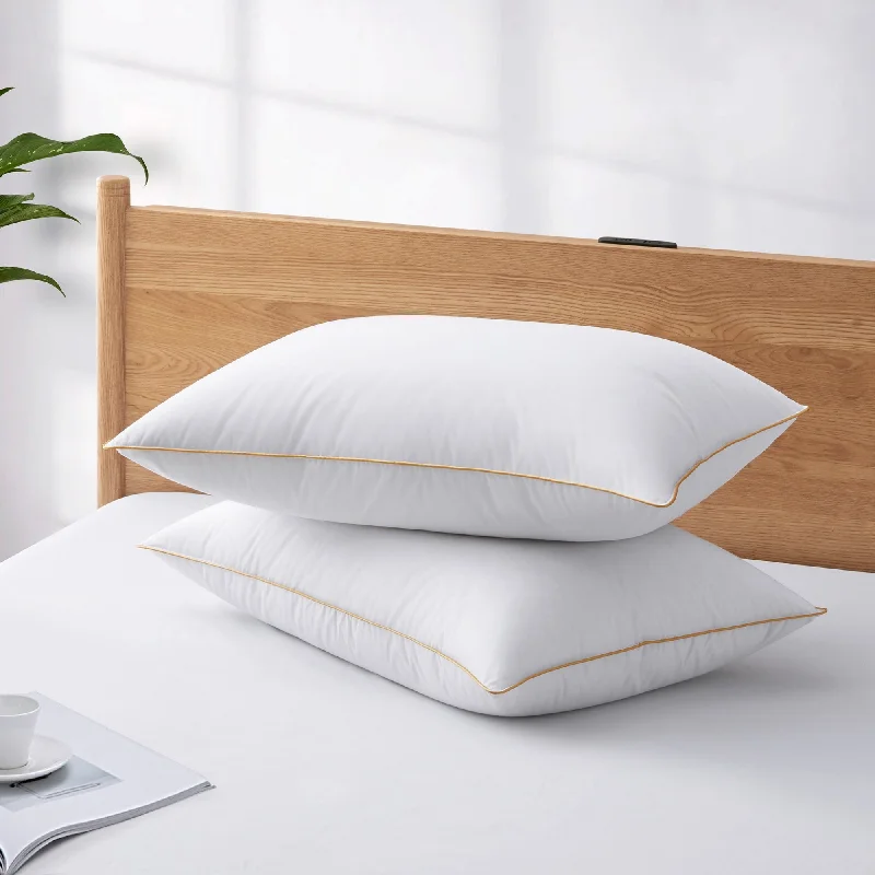 Soft and Fluffy Pillows for Bedroom ComfortWhite Down Feather Bed Pillows with 300TC 100% Cotton Cover Set of 2 Soft and Fluffy Pillows for Bedroom ComfortWhite Down Feather Bed Pillows with 300TC 100% Cotton Cover Set of 2