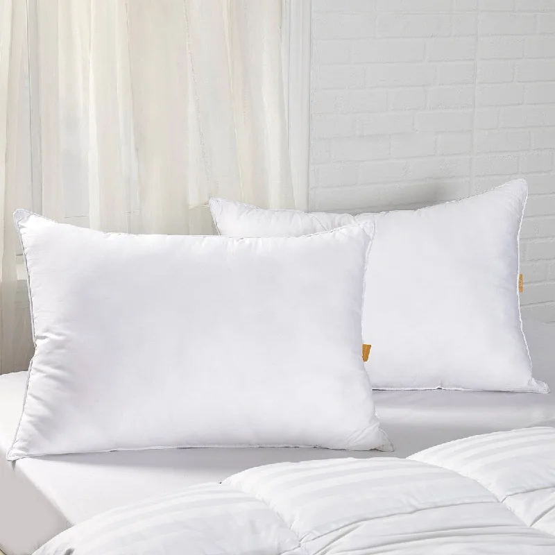 Firm Pillows for Side Sleepers2 Pack Goose Feather Down Bed Pillow - White