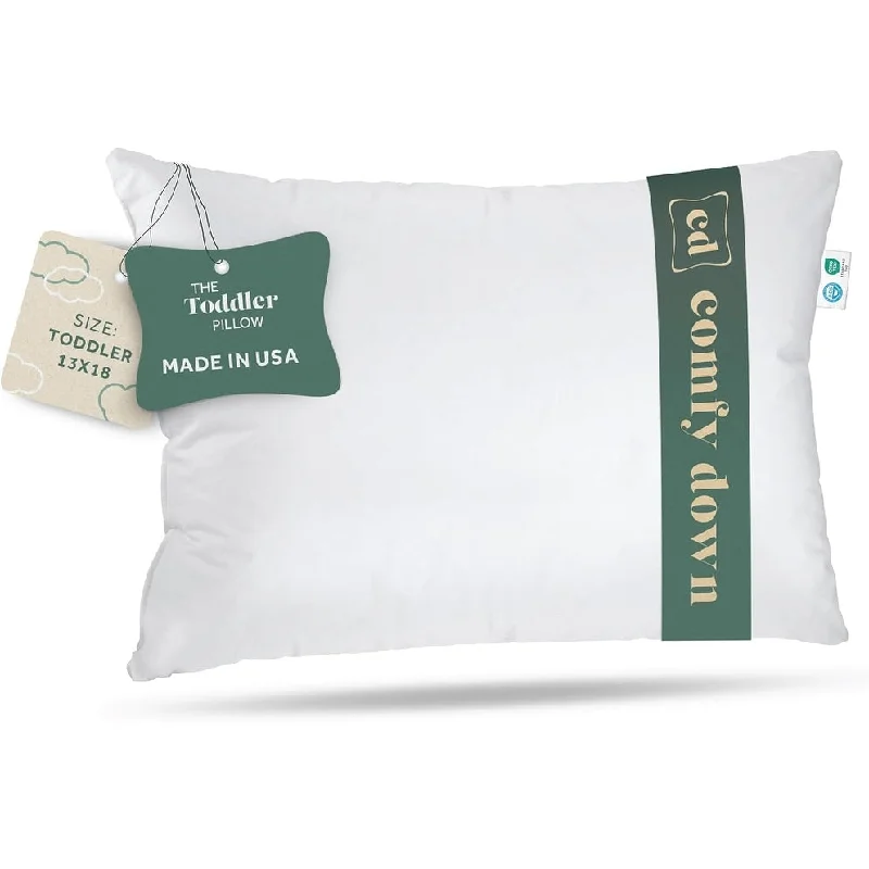 Feather Pillows for a Luxurious SleepComfyDown Toddler Pillow - Filled with 800-FP Goose Down, 300-TC Cotton Cover Feather Pillows for a Luxurious SleepComfyDown Toddler Pillow - Filled with 800-FP Goose Down, 300-TC Cotton Cover