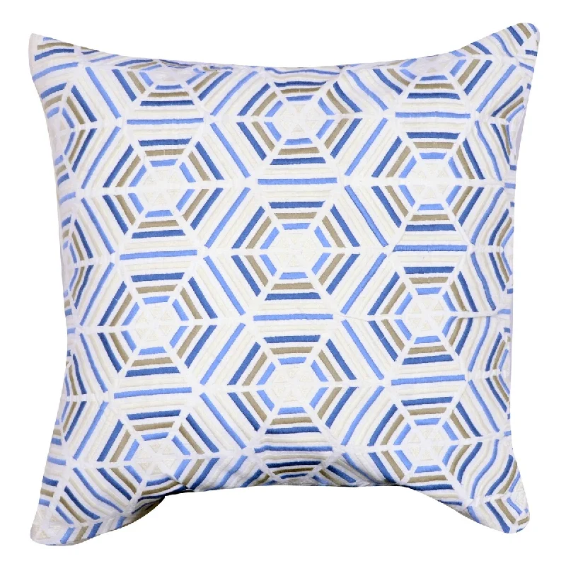 Kids Pillows with Fun Designs20 X 20 Inch Cotton Pillow with Fretwork Embroidery, Set of 2, Blue and White Kids Pillows with Fun Designs20 X 20 Inch Cotton Pillow with Fretwork Embroidery, Set of 2, Blue and White