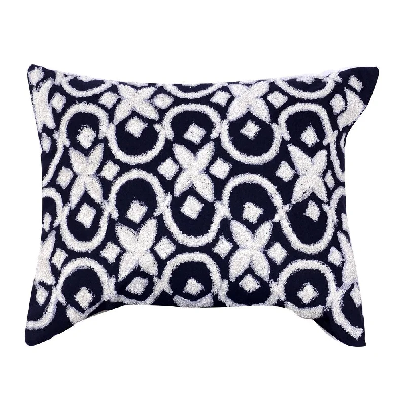 Firm Pillows for Side Sleepers20 x 16 Inch Geometric Embroidered Cotton Pillow, Set of 2, White and Blue Firm Pillows for Side Sleepers20 x 16 Inch Geometric Embroidered Cotton Pillow, Set of 2, White and Blue