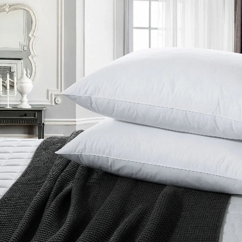 Adjustable Pillows for Customized ComfortQuilted Goose Feather Down Bed Pillow Cotton Cover Set of 2 - White Adjustable Pillows for Customized ComfortQuilted Goose Feather Down Bed Pillow Cotton Cover Set of 2 - White