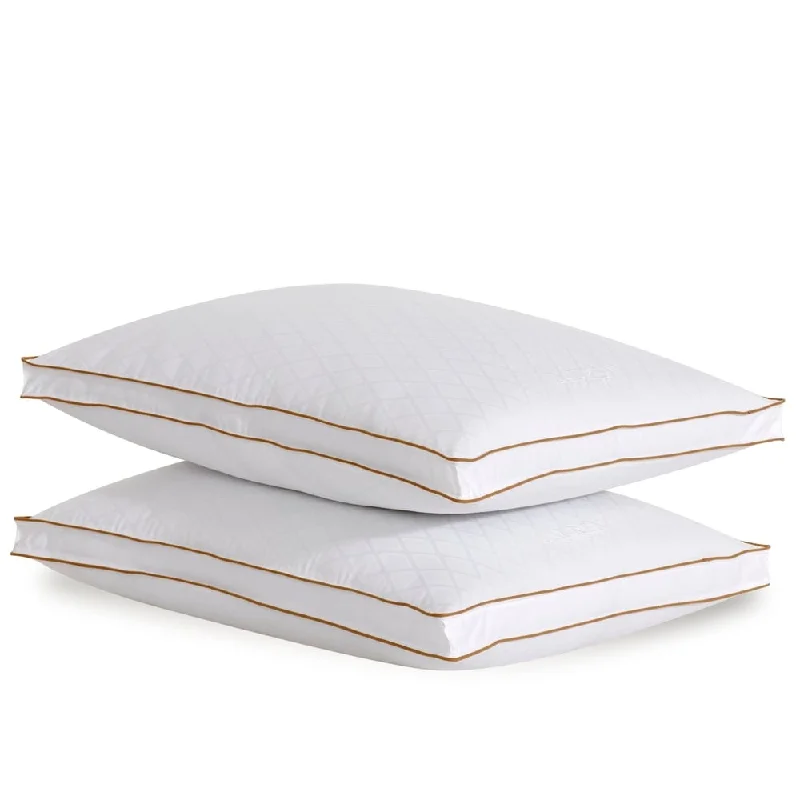 Orthopedic Pillows for Back Pain ReliefLauren Ralph Lauren Diamond Jacquard Firm Density, Set of 2 - White/Camel Cord
