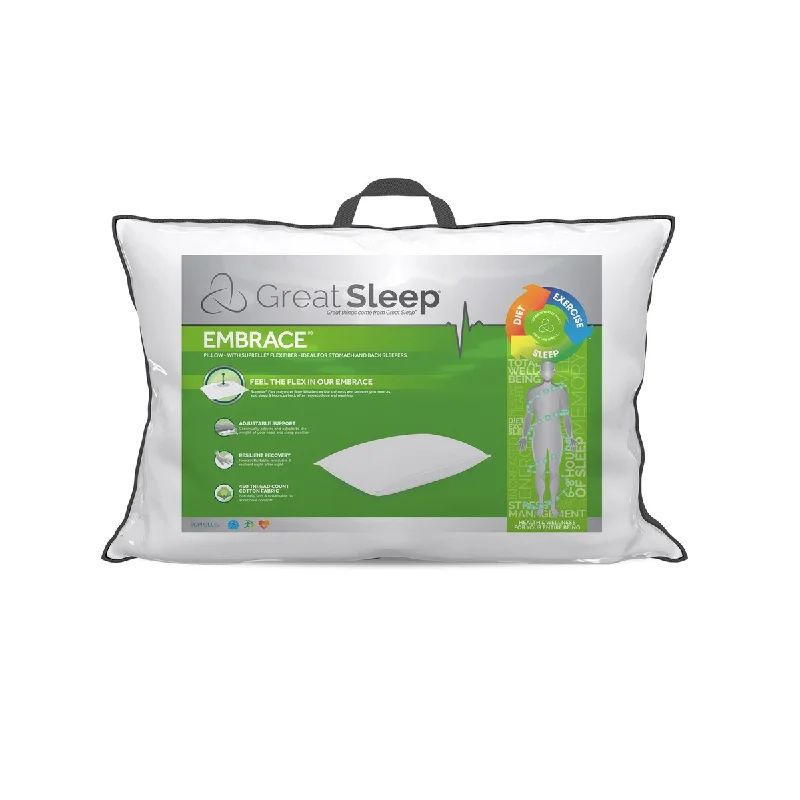Feather Pillows for a Luxurious SleepGreat Sleep EMBRACE Pillow for Stomach and Back Sleepers - White