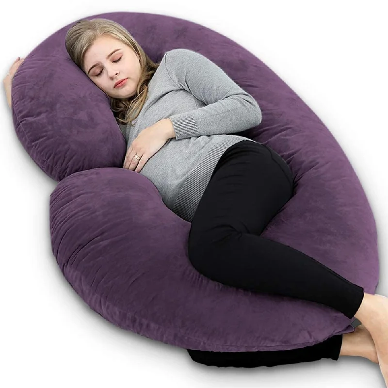 Hypoallergenic Pillows for Allergy SufferersPregnancy Pillow,Maternity Body Pillow with Velvet Cover,C Shaped Body Pillow for Sleeping (Cozy Velvet-Lavender)