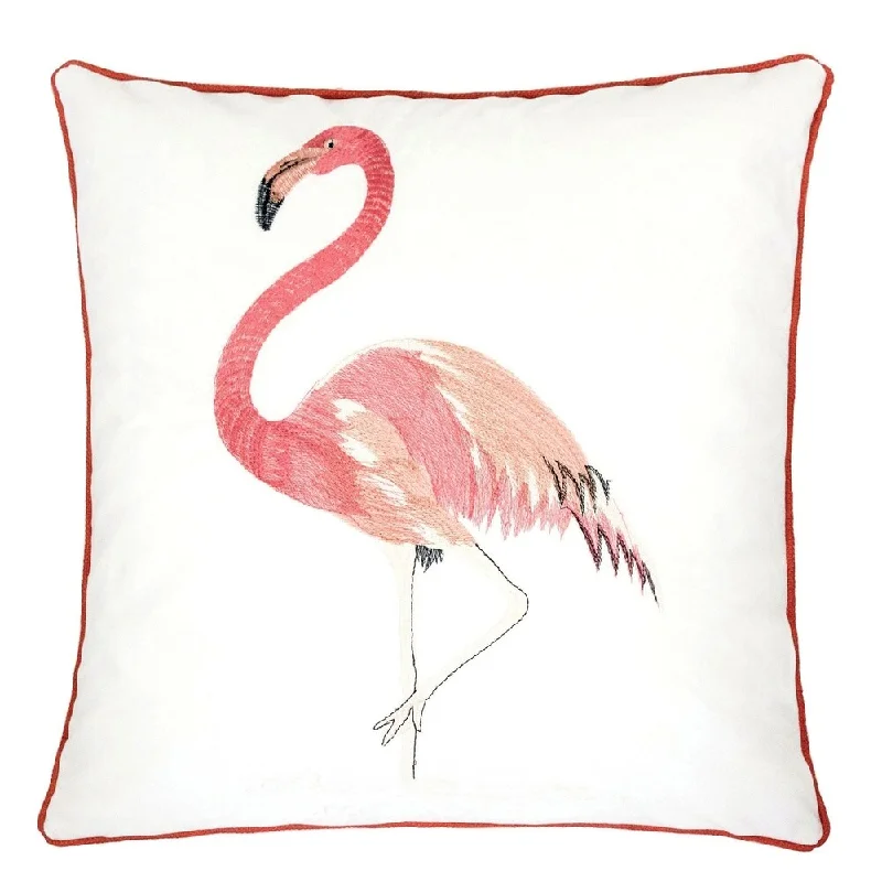 Bolster Pillows for Sofa Decoration20 X 20 Inches Flamingo Embroidered Polyester Accent Pillow, Set of 2, White and Red Bolster Pillows for Sofa Decoration20 X 20 Inches Flamingo Embroidered Polyester Accent Pillow, Set of 2, White and Red