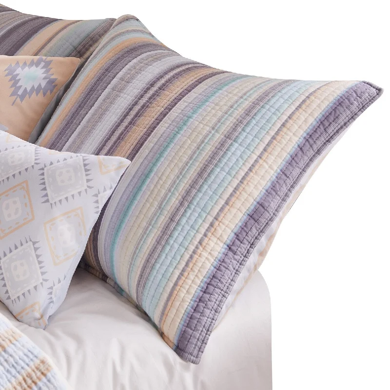Back Support Pillows for Office ChairsYsa 36 Inch Quilted King Pillow Sham, Cotton, Reversible Striped Design - Blue, Purple Back Support Pillows for Office ChairsYsa 36 Inch Quilted King Pillow Sham, Cotton, Reversible Striped Design - Blue, Purple