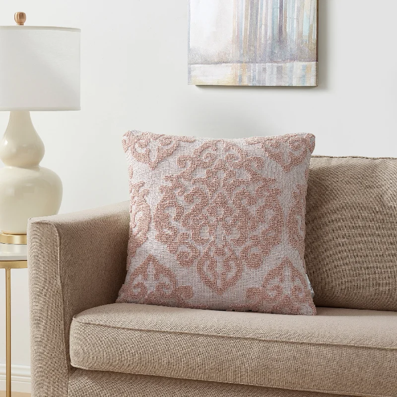 Silk Pillows for Smooth Skin and HairTahari Home Bristol Damask Cotton Decorative Pillow, 20"x20", White/ Blush - White/ Blush Silk Pillows for Smooth Skin and HairTahari Home Bristol Damask Cotton Decorative Pillow, 20"x20", White/ Blush - White/ Blush