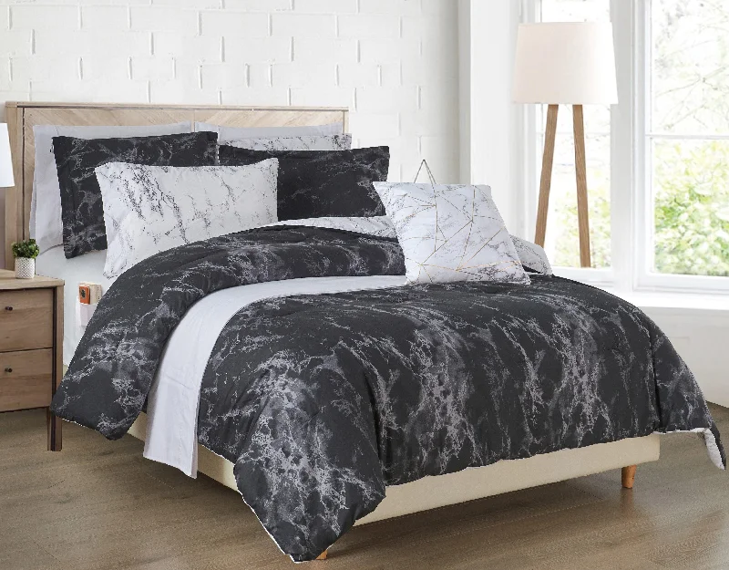 Goose down comforters known for their superior quality and insulationElegant Comfort Reversible 10-Piece Marble Print Comforter Set, Includes 6-Piece Sheet Set with Double Sided Storage Pockets Goose down comforters known for their superior quality and insulationElegant Comfort Reversible 10-Piece Marble Print Comforter Set, Includes 6-Piece Sheet Set with Double Sided Storage Pockets
