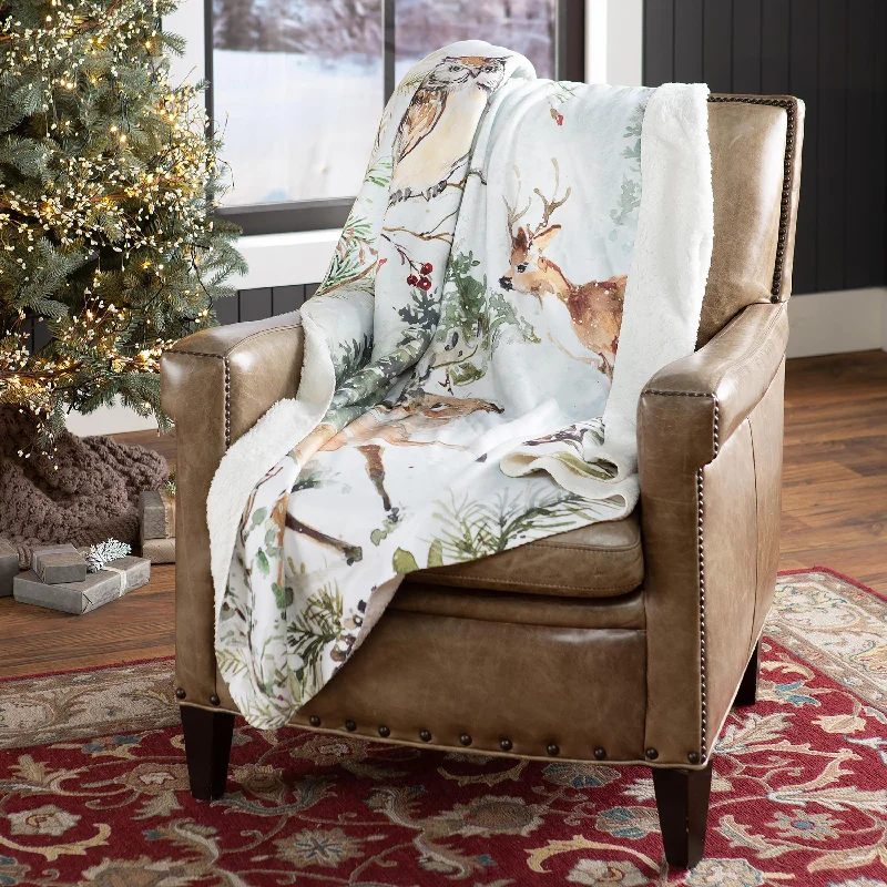 King - size blankets to cover large beds comfortablyWinter Forest Sherpa Fleece Throw King - size blankets to cover large beds comfortablyWinter Forest Sherpa Fleece Throw