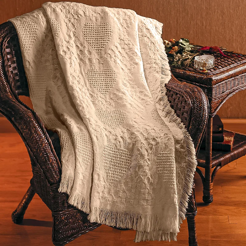 Synthetic fiber blend blankets for a budget - friendly choiceBasket Weave Cotton Heart Throw Synthetic fiber blend blankets for a budget - friendly choiceBasket Weave Cotton Heart Throw