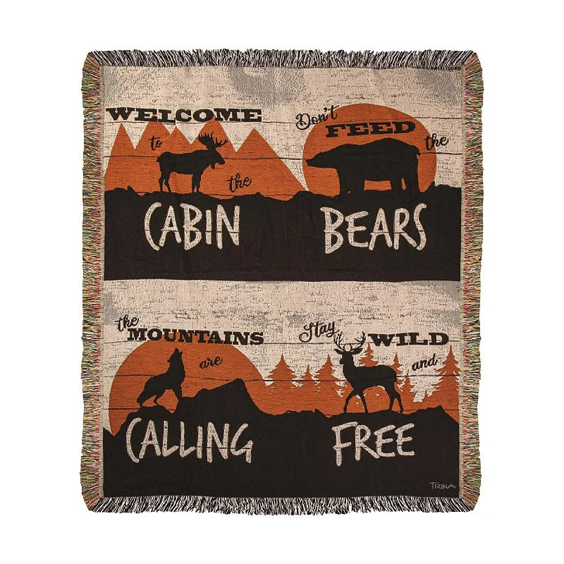 Cotton blankets for breathability and a lightweight feelUSA-Made Cabin Life Cotton Tapestry Throw Cotton blankets for breathability and a lightweight feelUSA-Made Cabin Life Cotton Tapestry Throw
