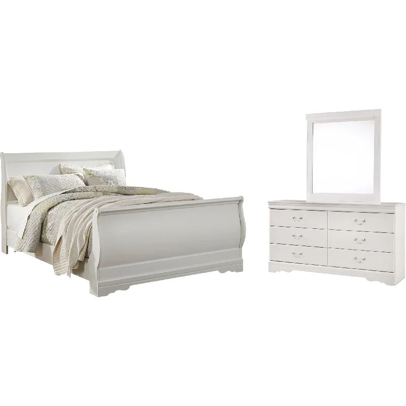 King - size mattresses for spacious master bedroomsAnarasia 5 Piece Queen Sleigh Bedroom - White King - size mattresses for spacious master bedroomsAnarasia 5 Piece Queen Sleigh Bedroom - White