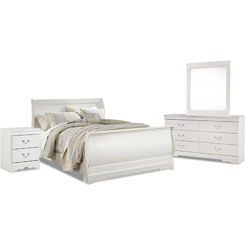 Latex mattresses with natural bounce and breathabilityAnarasia 6 Piece Queen Sleigh Bedroom - White Latex mattresses with natural bounce and breathabilityAnarasia 6 Piece Queen Sleigh Bedroom - White