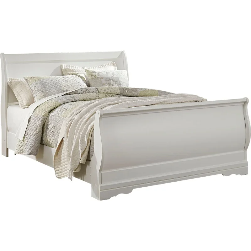 Gel - infused memory foam mattresses for cooler sleepAnarasia Sleigh Bed - White