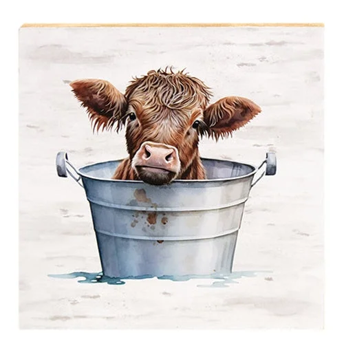 Bed skirts for beds with a leather - upholstered frameBaby Highland Cow in a Bucket Block Bed skirts for beds with a leather - upholstered frameBaby Highland Cow in a Bucket Block