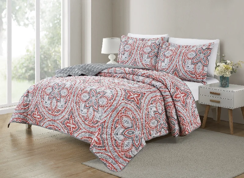 Queen - size comforters for standard queen - sized mattressesBibb Home 3 Piece Printed Reversible Quilt Set Queen - size comforters for standard queen - sized mattressesBibb Home 3 Piece Printed Reversible Quilt Set