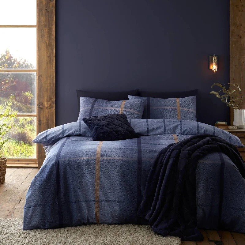 Full - size duvet covers suitable for full - sized beds in guest rooms or small bedroomsBrushed Melrose Tweed Check Duvet Cover Set Blue Full - size duvet covers suitable for full - sized beds in guest rooms or small bedroomsBrushed Melrose Tweed Check Duvet Cover Set Blue
