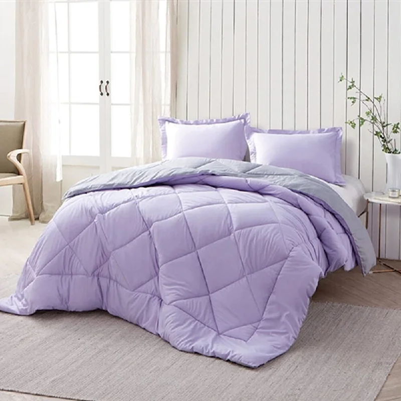 Latex - filled comforters with a bouncy texture and good supportBYB Orchid Petal/Alloy Reversible Comforter (Shams Not Included) Latex - filled comforters with a bouncy texture and good supportBYB Orchid Petal/Alloy Reversible Comforter (Shams Not Included)