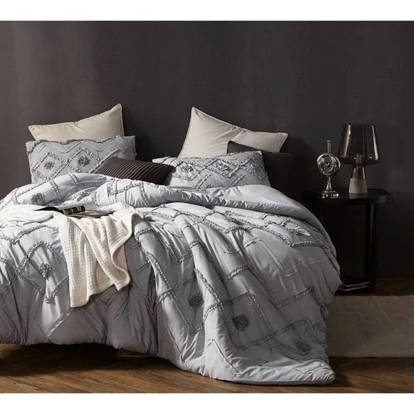 Duck down comforters with a softer feel and good warmth retentionBYB Ruffled Chevron Textured Oversized Comforter - Glacier Gray Duck down comforters with a softer feel and good warmth retentionBYB Ruffled Chevron Textured Oversized Comforter - Glacier Gray