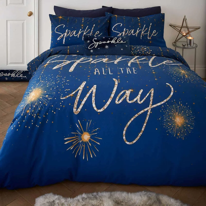 Machine - washable duvet covers for hassle - free cleaningChristmas Sparkle Duvet Cover Set Navy Machine - washable duvet covers for hassle - free cleaningChristmas Sparkle Duvet Cover Set Navy