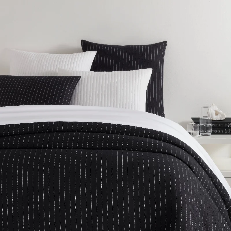 Machine - washable duvet covers for hassle - free cleaningChalk Stripe Black Matelasse Duvet Cover Machine - washable duvet covers for hassle - free cleaningChalk Stripe Black Matelasse Duvet Cover