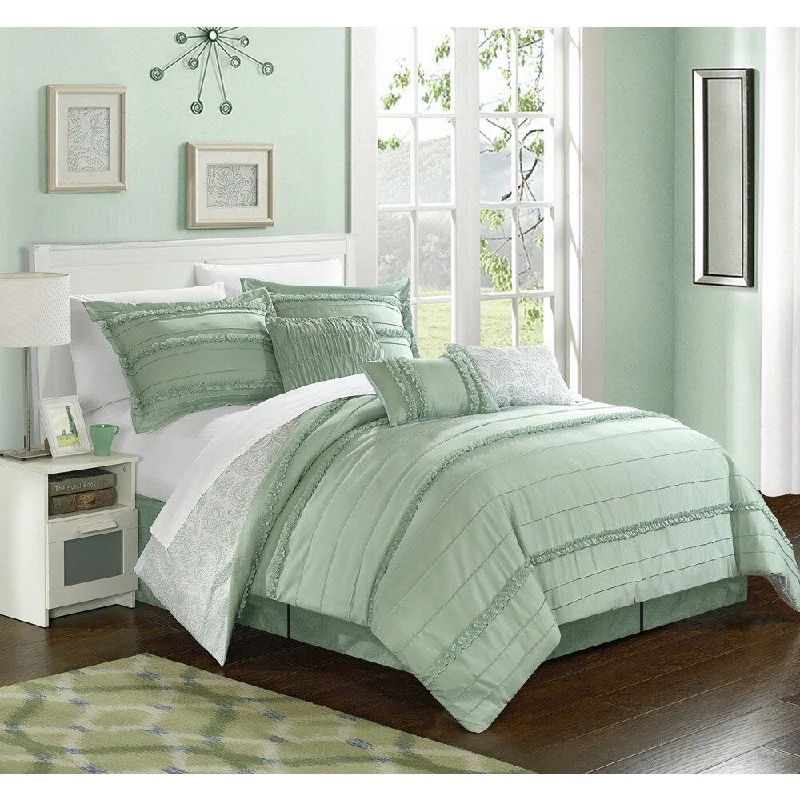 Synthetic - filled comforters like polyester for affordability and hypoallergenic propertiesChic Home Maeve Green Comforter 7-Piece Set Synthetic - filled comforters like polyester for affordability and hypoallergenic propertiesChic Home Maeve Green Comforter 7-Piece Set