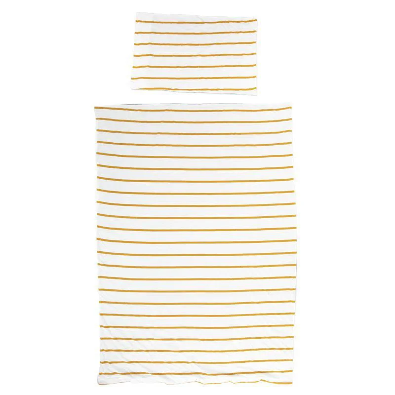 Discounted duvet covers during holiday sales like Christmas, Black Friday, and Cyber MondayChildhome Duvet Cover + Pillowcover Jersey Ochre Stripes Discounted duvet covers during holiday sales like Christmas, Black Friday, and Cyber MondayChildhome Duvet Cover + Pillowcover Jersey Ochre Stripes
