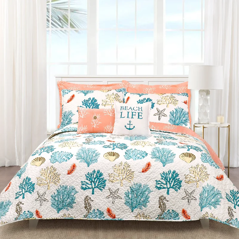 Bamboo - fiber - filled comforters with antibacterial and breathable qualitiesCoastal Reef Feather Reversible Quilt Set Bamboo - fiber - filled comforters with antibacterial and breathable qualitiesCoastal Reef Feather Reversible Quilt Set