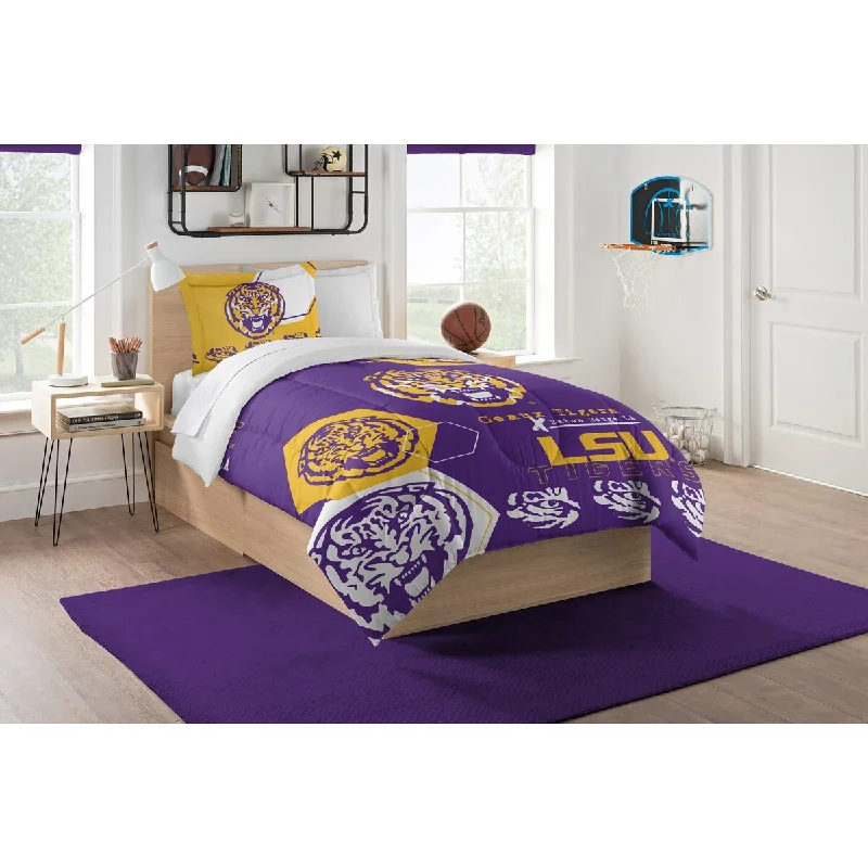 Goose down comforters known for their superior quality and insulationCOL 862 LSU Hexagon Twin Comforter Set Goose down comforters known for their superior quality and insulationCOL 862 LSU Hexagon Twin Comforter Set