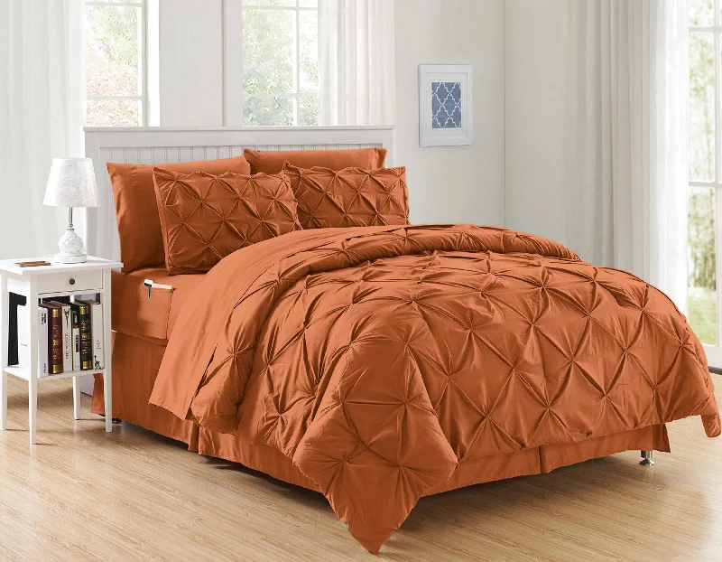 Full - size comforters suitable for full - sized beds in guest rooms or small bedroomsElegant Comfort 8-Piece Pintuck Pinch Pleated Comforter Set - Includes 4-Piece Sheet Set with Double Sided Storage Pockets Full - size comforters suitable for full - sized beds in guest rooms or small bedroomsElegant Comfort 8-Piece Pintuck Pinch Pleated Comforter Set - Includes 4-Piece Sheet Set with Double Sided Storage Pockets