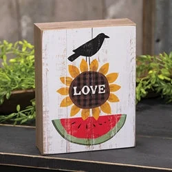 Bed skirts for beds with a wooden frameCrow "Love" Sunflower & Watermelon Box Sign