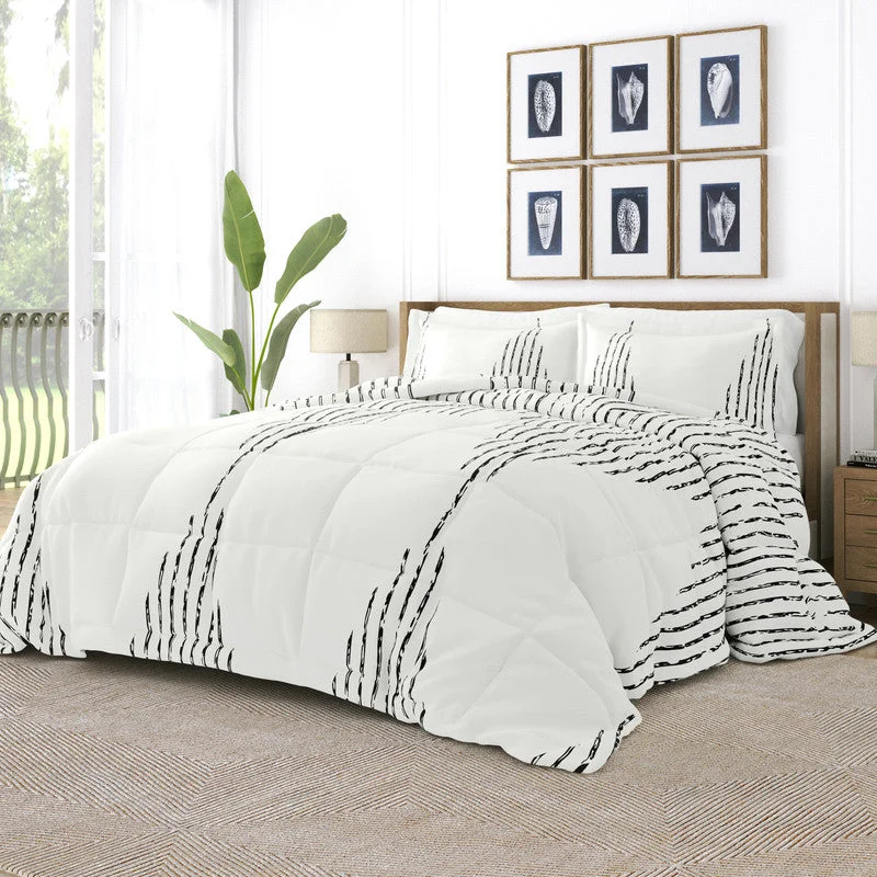 Cotton - filled comforters for a breathable and natural sleep experienceDiamond Stripe Gray Pattern Comforter Set Down-Alternative Ultra Soft Microfiber Bedding, Full/Queen Cotton - filled comforters for a breathable and natural sleep experienceDiamond Stripe Gray Pattern Comforter Set Down-Alternative Ultra Soft Microfiber Bedding, Full/Queen