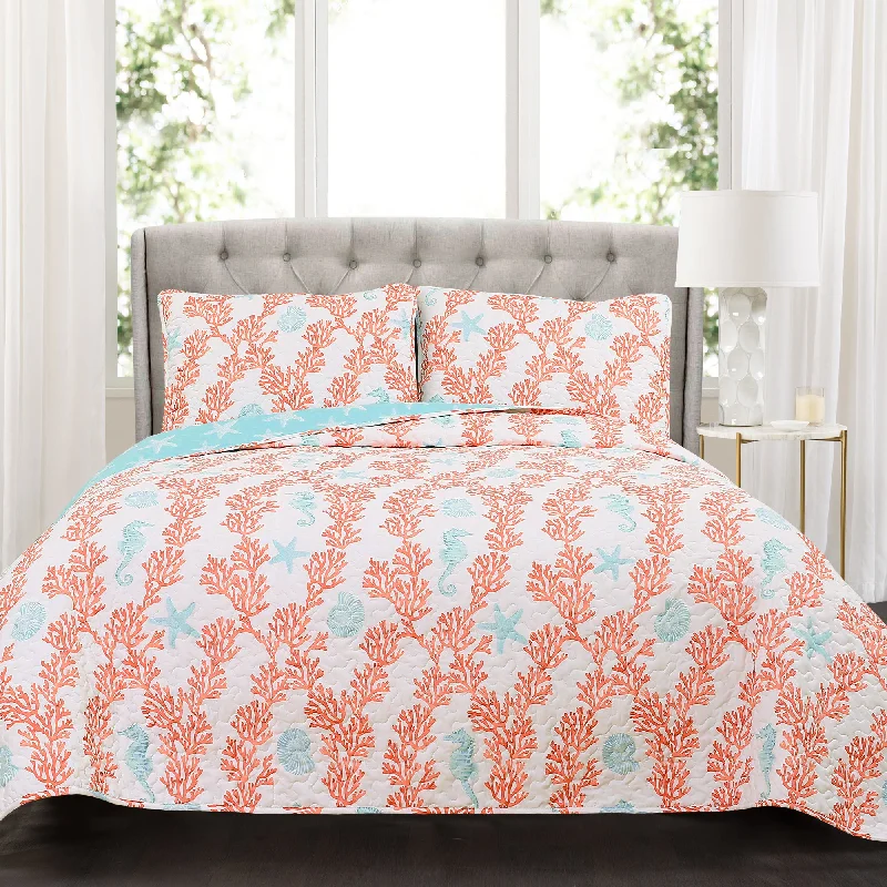 King - size comforters to fit large king - sized beds perfectlyDina Coral Quilt 3 Piece Set King - size comforters to fit large king - sized beds perfectlyDina Coral Quilt 3 Piece Set