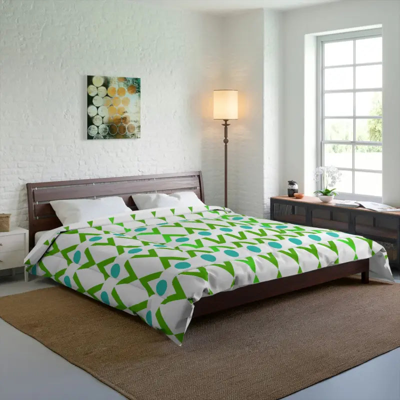Latex - filled comforters with a bouncy texture and good supportElevate Comfort with a Cozy Green Geometrical Pattern Blanket Latex - filled comforters with a bouncy texture and good supportElevate Comfort with a Cozy Green Geometrical Pattern Blanket
