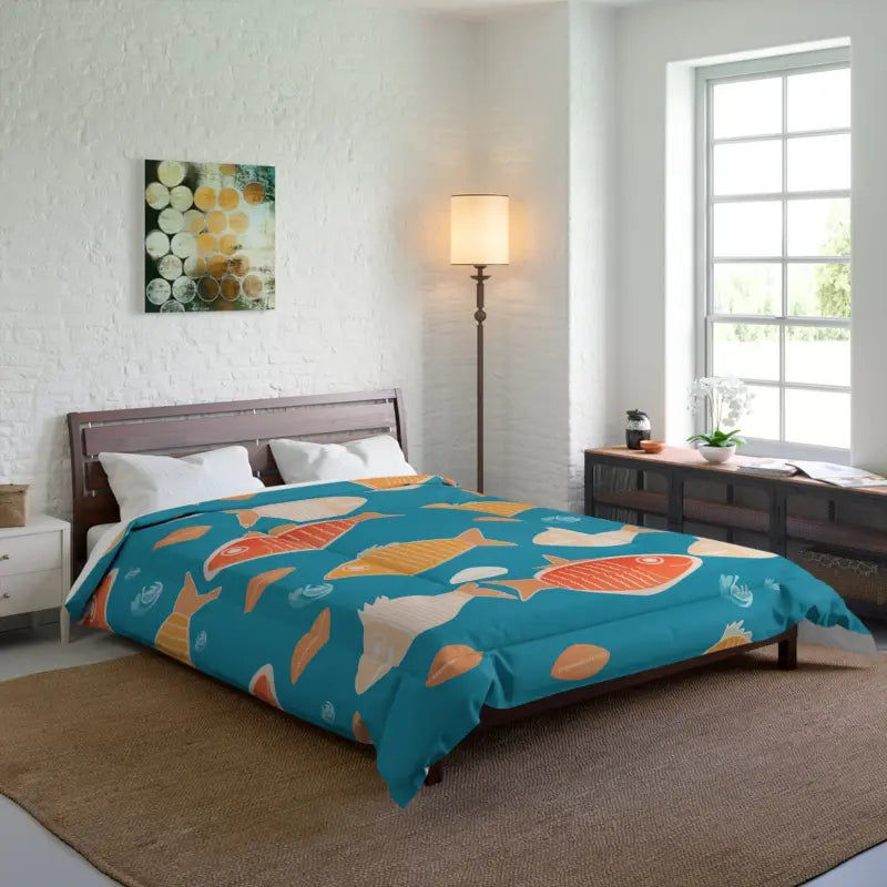 Wool - filled comforters with natural moisture - wicking and temperature - regulating featuresDive Into Comfort with Dipaliz Fishes Comforter! Wool - filled comforters with natural moisture - wicking and temperature - regulating featuresDive Into Comfort with Dipaliz Fishes Comforter!