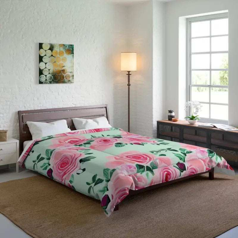 Silk - filled comforters for a luxurious and smooth touchSnuggle in Style with the Cozy Pink Roses Comforter Blanket Silk - filled comforters for a luxurious and smooth touchSnuggle in Style with the Cozy Pink Roses Comforter Blanket