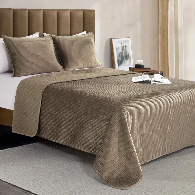 Bamboo - fiber - filled comforters with antibacterial and breathable qualitiesElegant Comfort 3-Piece Velvet Corduroy Stripe Quilted Bedspread Coverlet Set Bamboo - fiber - filled comforters with antibacterial and breathable qualitiesElegant Comfort 3-Piece Velvet Corduroy Stripe Quilted Bedspread Coverlet Set