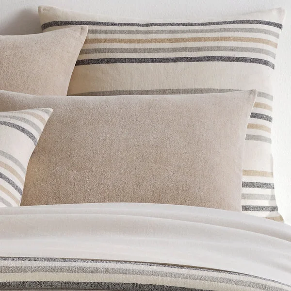 Button - closure duvet covers for a classic and secure fasteningEllison Stripe Linen Chenille Ivory Sham Button - closure duvet covers for a classic and secure fasteningEllison Stripe Linen Chenille Ivory Sham